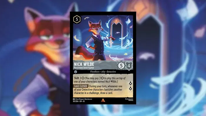 A picture of the Disney Lorcana card, Nick Wilde – Persistent Investigator.
